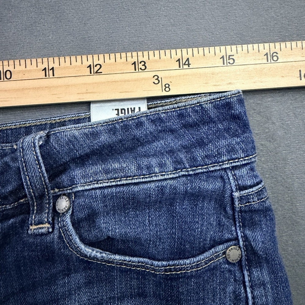 Paige Jimmy Jimmy Cuffed Denim Shorts Dark Wash Cuffed Distressed Size 27 - Picture 6 of 7